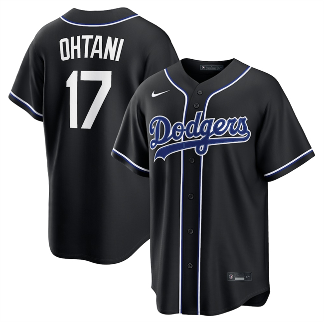 Men's Los Angeles Dodgers #17 Shohei Ohtani 2026 Fashion Replica Black Out Stitched Baseball Jersey